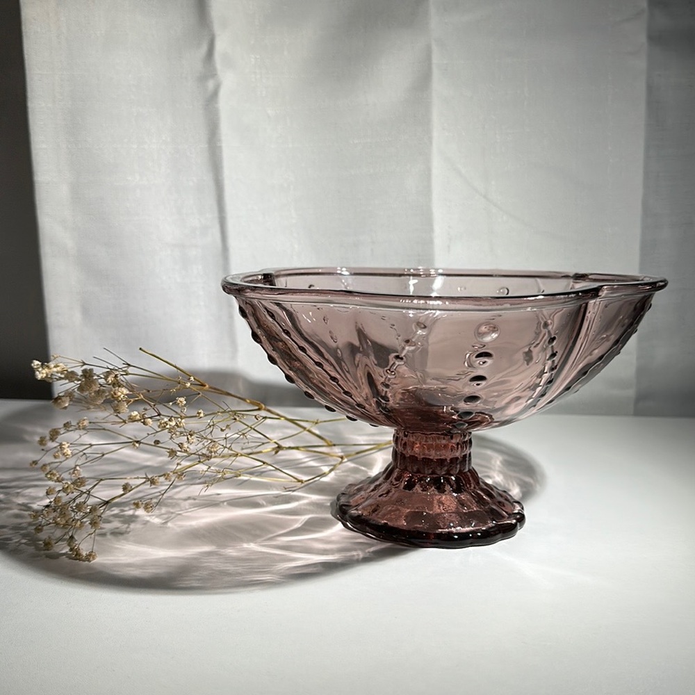 Unique MCM Style Lavender IKEA Compote Bowl w/Hobnail Pattern